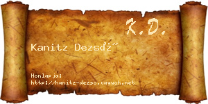 Kanitz Dezső névjegykártya